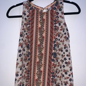 Cream paisley, striped, floral shirt